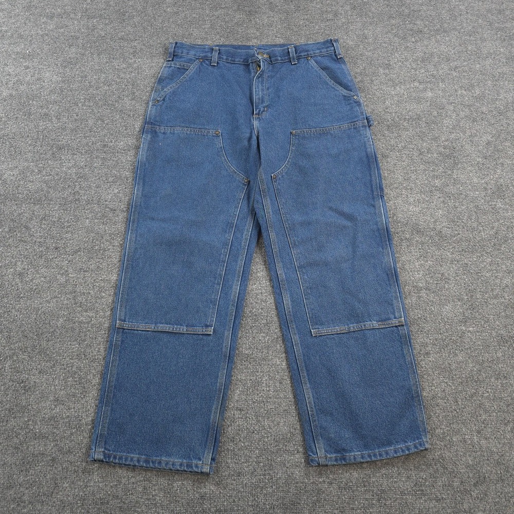 Carhartt Jeans Mens 36x30 Blue B73 DST Double Knee Original Dungaree Workwear